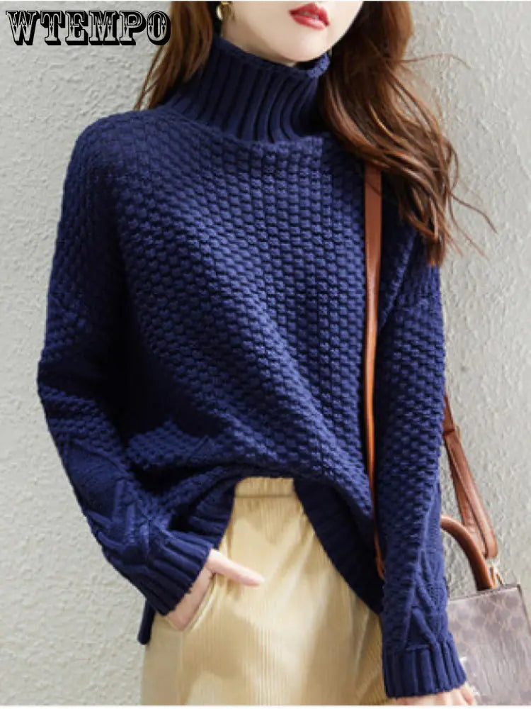 Women's Loose High-Neck Warm Sweater for Autumn/Winter