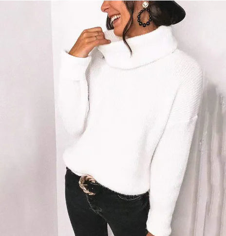 Women's Cashmere Sweater with Pile Collar for Fall/Winter