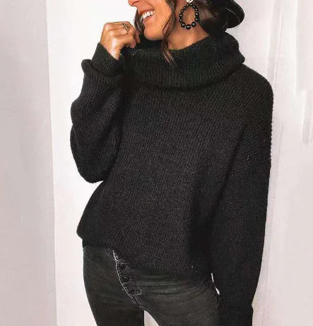 Women's Cashmere Sweater with Pile Collar for Fall/Winter