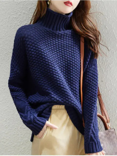 Women's Loose High-Neck Warm Sweater for Autumn/Winter