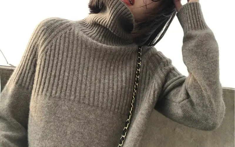 Cashmere Sweater, Long Sleeve Turtleneck for Fall/Winter