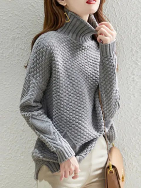 Women's Loose High-Neck Warm Sweater for Autumn/Winter