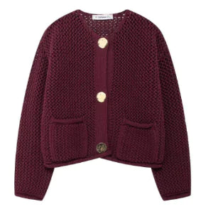 Knit Pullover with Round Neck and Buttons (One Piece)